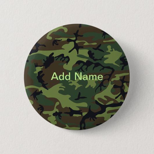 Badge Rond 5 Cm Nom personnalisé Motif camouflage vert militaire (Devant)