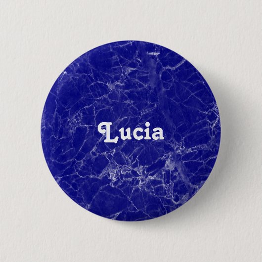 Badge Rond 5 Cm Nom personnalisé motif en marbre bleu (Devant)