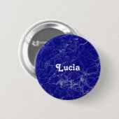 Badge Rond 5 Cm Nom personnalisé motif en marbre bleu (Devant & derrière)