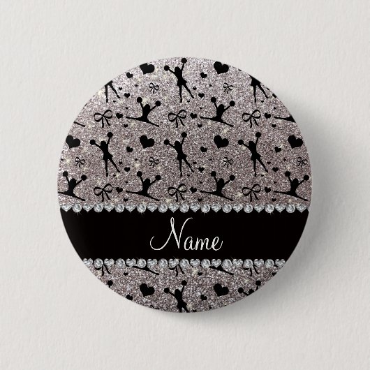 Badge Rond 5 Cm Nom personnalisé parties scintillant argent guerri (Devant)
