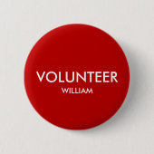 Badge Rond 5 Cm Nom personnalisé Red Volunteer (Devant)