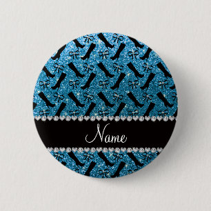 Badge Rond 5 Cm Nom personnalisé sky bleu parties scintillant bott