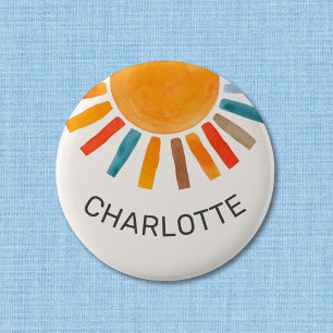 Badge Rond 5 Cm Nom personnalisé Soleil 