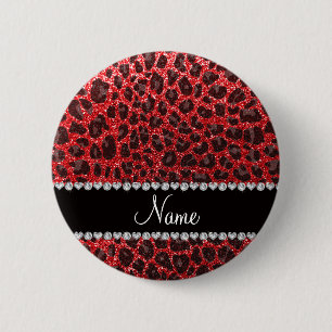 Badge Rond 5 Cm Nom personnalisé taches léopards de parties scinti