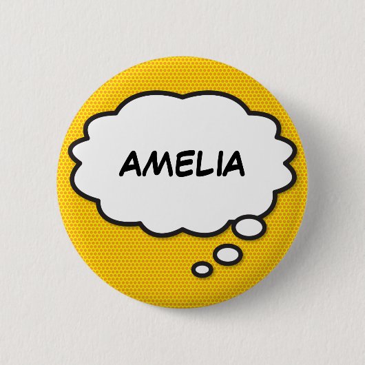 Badge Rond 5 Cm Nom personnalisé Think Bubble Fun Comic Book (Devant)