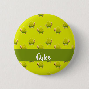 Badge Rond 5 Cm Nom personnalisé tortues vertes
