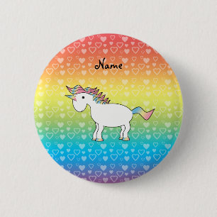 Badge Rond 5 Cm Nom personnalisé unicorn arc-en-ciel