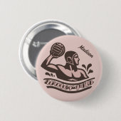 Badge Rond 5 Cm Nom personnalisé Water Polo (Devant & derrière)
