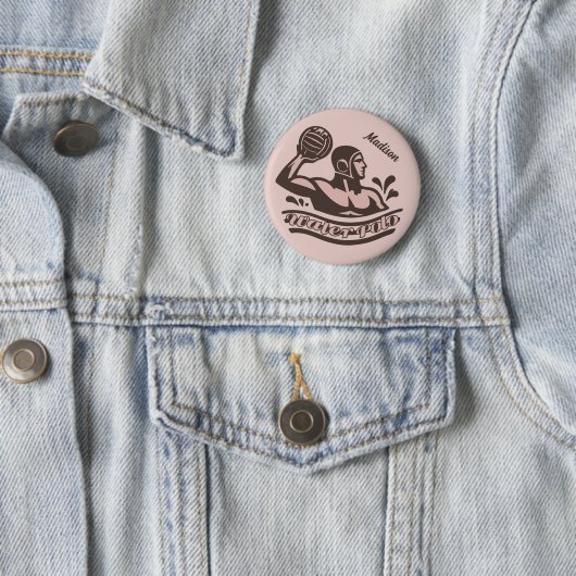 Badge Rond 5 Cm Nom personnalisé Water Polo (En situation)
