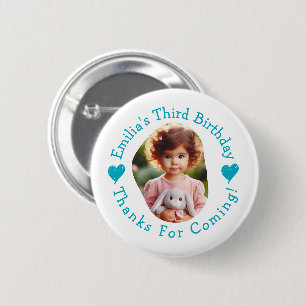 Badge Rond 5 Cm Nom photo personnalisé Anniversaire Merci Faveurs
