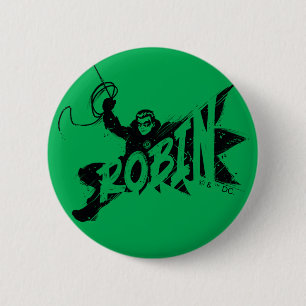 Badge Rond 5 Cm Nom Pinceau Encre Robin
