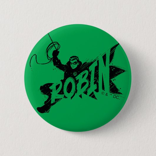 Badge Rond 5 Cm Nom Pinceau Encre Robin (Devant)