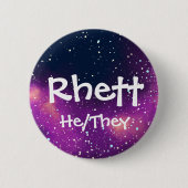 Badge Rond 5 Cm Nom ___ + Pronounounours Galaxie personnalisable (Devant)