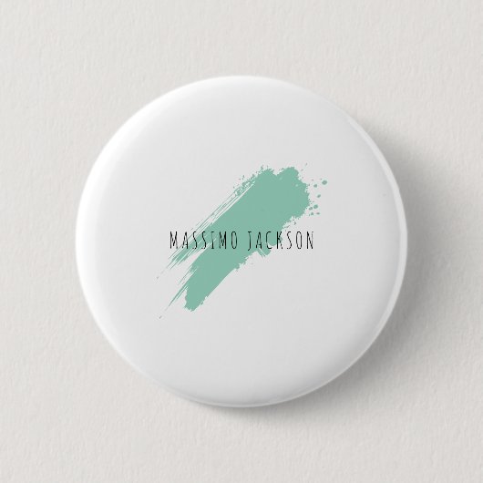 Badge Rond 5 Cm Nom propre Décoratif Chic Simple Bleu Blanc (Devant)
