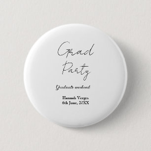 BADGE ROND 5 CM NOM SEMAINE DE FÊTE DE FIN D'ÉTUDES DATE SIMPLE ÉL
