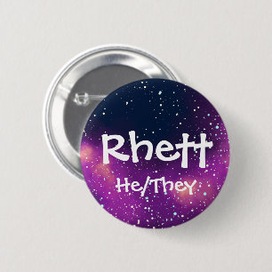 Badge Rond 5 Cm _nommé + Galaxie personnalisable de pronoms