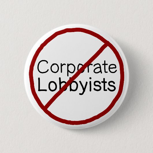 Badge Rond 5 Cm Non aux lobbyistes d'entreprise (Devant)