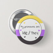 Badge Rond 5 Cm Non binaire Il/Eux Pronoun Pin (Devant & derrière)