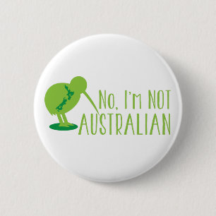 Badge Rond 5 Cm Non, je ne suis pas AUSTRALIEN (avec l'oiseau et