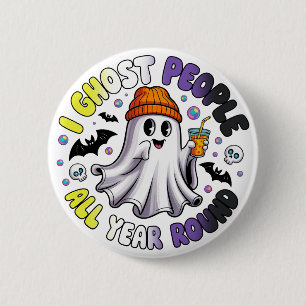 Badge Rond 5 Cm Nonbinaire Halloween drôle – Je hante des gens