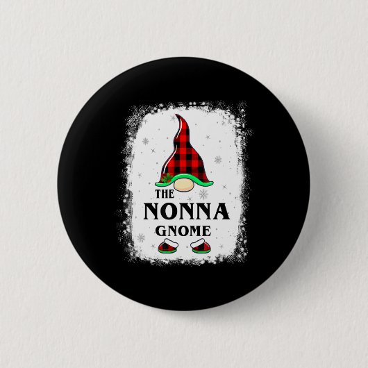 Badge Rond 5 Cm Nonna Gnome Buffalo Plaid Matching Family Xmas Paj (Devant)