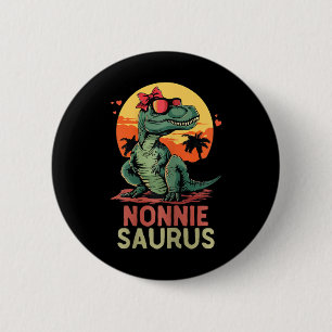 Badge Rond 5 Cm Nonniesaurus Dino Dinosaur Nonnie-saurus T-rex Fun
