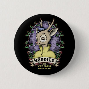 Badge Rond 5 Cm Noodles en tenue de pluie Ned Rose