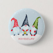 Badge Rond 5 Cm Nordique Christmas Gnomes Nom (Devant)