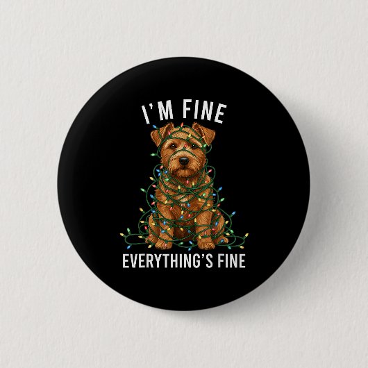 Badge Rond 5 Cm Norfolk Terrier Christmas I'm Fine Everything Is F (Devant)