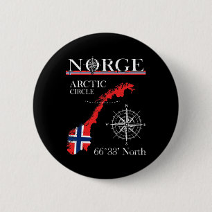 Badge Rond 5 Cm Norge Cercle Arctique - Polaire Nord Norvège Norvé
