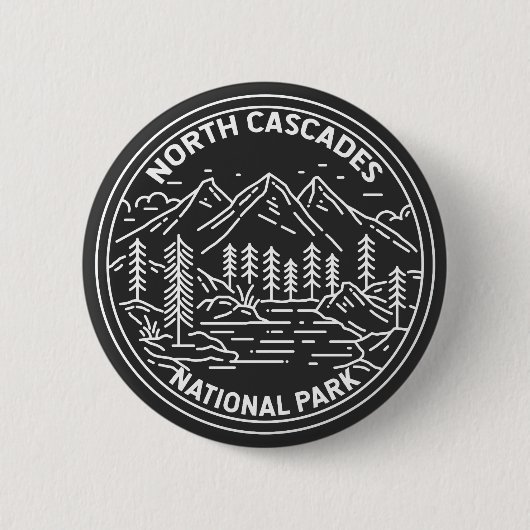 Badge Rond 5 Cm North Cascades National Park Washington Monoline (Devant)