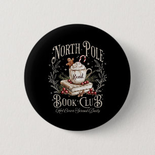 Badge Rond 5 Cm North Pôle Book Club Noël Livres de Noël