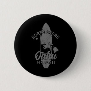 Badge Rond 5 Cm North Shore Oahu Hawaï Planche de Surf Surfing Sur