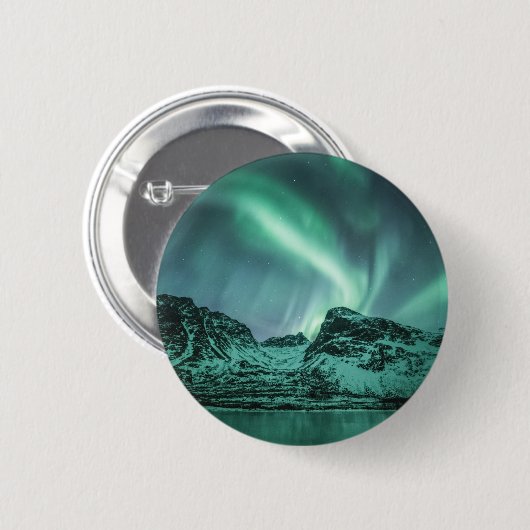 Badge Rond 5 Cm Northern Lights Nature Photo (Devant & derrière)