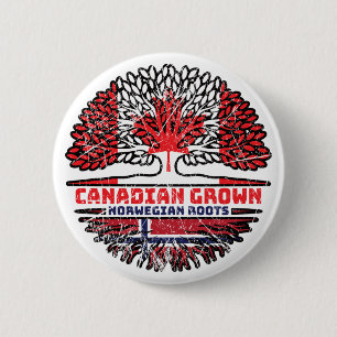 Badge Rond 5 Cm Norvège Norvégien Canadien Drapeau des racines de