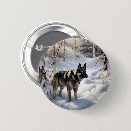 Badge Rond 5 Cm Norvégien Elkhat Laisser Neige Noël (Devant & derrière)