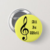 Badge Rond 5 Cm Note de musique, AllIsWell (Devant & derrière)