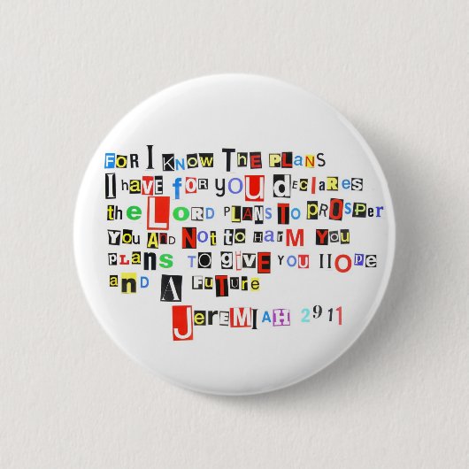 Badge Rond 5 Cm Note de rançon de 29:11 de Jérémie (Devant)
