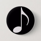 Badge Rond 5 Cm Note musicale ~ Noir (Devant)