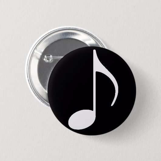 Badge Rond 5 Cm Note musicale ~ Noir (Devant & derrière)