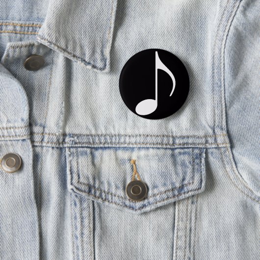 Badge Rond 5 Cm Note musicale ~ Noir (En situation)