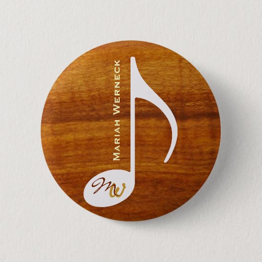 Badge Rond 5 Cm note musicale personnalisée sur bois (Devant)