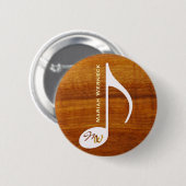 Badge Rond 5 Cm note musicale personnalisée sur bois (Devant & derrière)