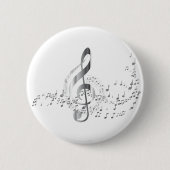 Badge Rond 5 Cm Notes de musique argentées (Devant)