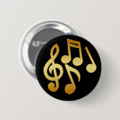BADGE ROND 5 CM NOTES DE MUSIQUE D'OR (Devant & derrière)