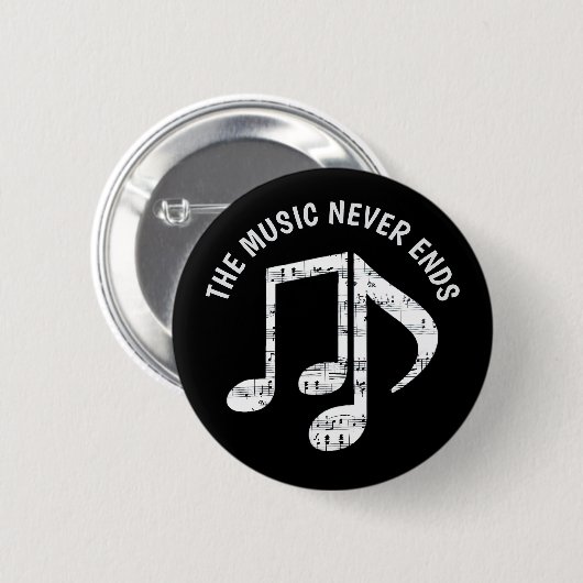 Badge Rond 5 Cm Notes de musique noire (Devant & derrière)