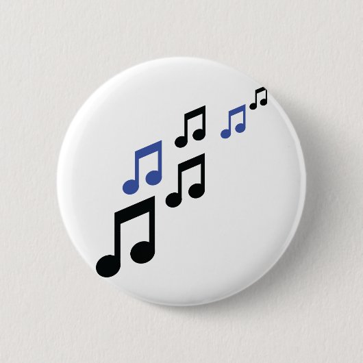 Badge Rond 5 Cm notes de musique noire bleue (Devant)