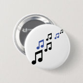 Badge Rond 5 Cm notes de musique noire bleue (Devant & derrière)