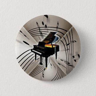 Badge Rond 5 Cm Notes et personnel de piano