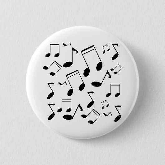 Badge Rond 5 Cm Notes musicales noires (Devant)